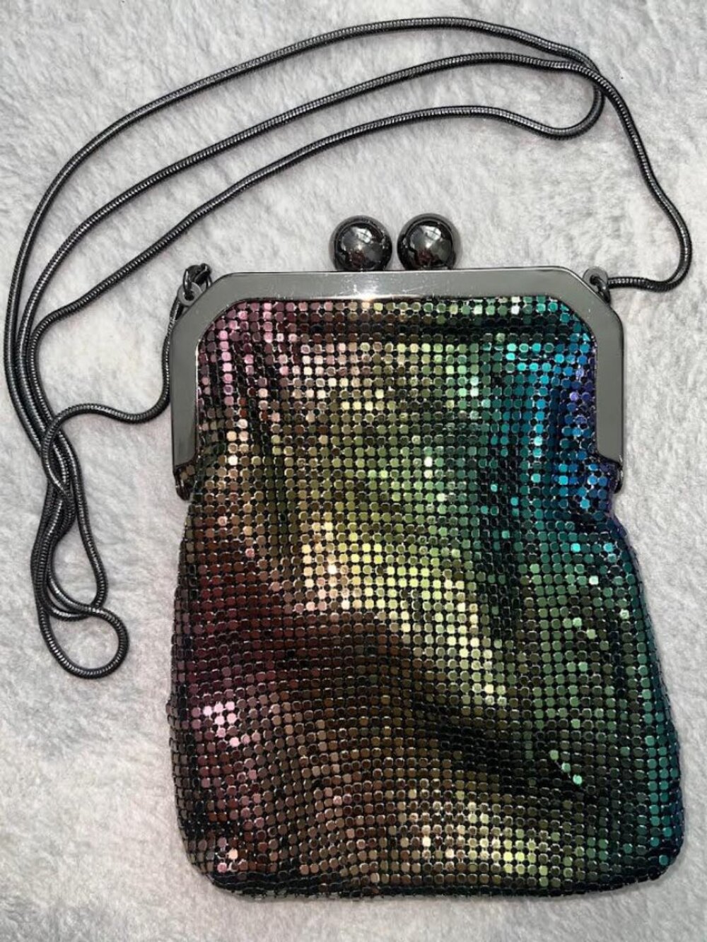 Rainbow Ombre Metal Chainmaille Sequin Mesh Bag Purse Phone Shoulder Crossbody